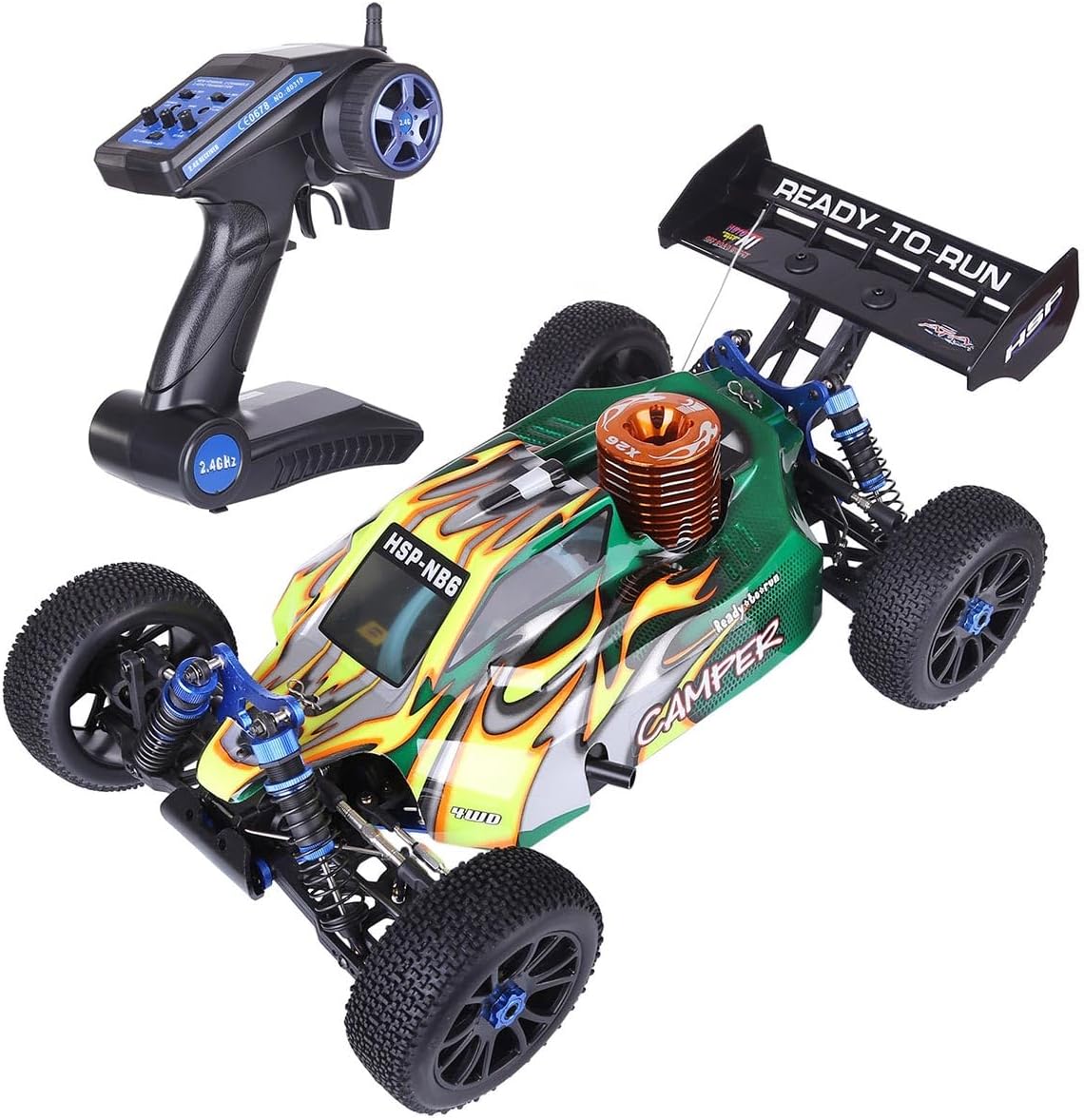 18 Scale 2.4G 4WD RC Off-Road Car, 70KMH High Speed Racing Truck with FC.26CXP Nitro Engine, All Terrain RC Crawler RTF Version