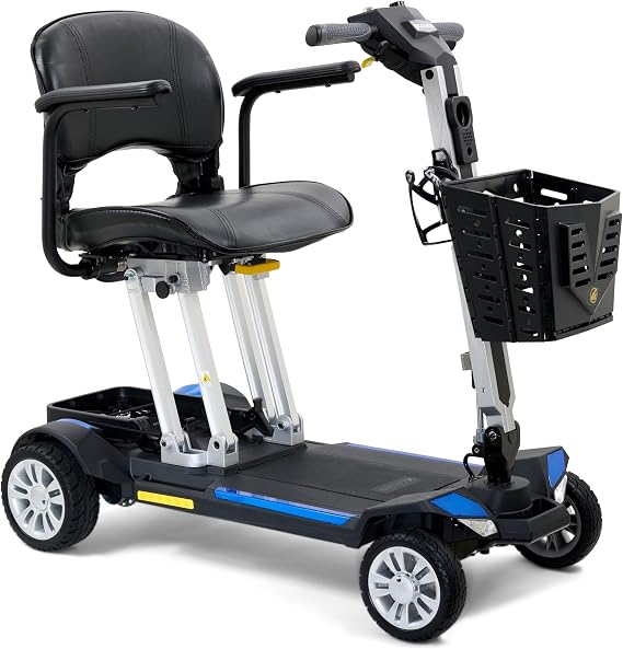 Golden Technologies Buzzaround CarryOn Manual Folding Travel Mobility Scooter - Folds to 12" - Airline Approved 12.5 ah Lithium Battery - 47.5 lbs. Without The Seat and Battery (Red/Blue)