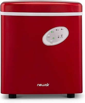 NewAir Portable Maker 28 lb Daily Icemaker, 3 Ice Bullet Sizes, Perfect Machine for Countertops, NIM028RE00 Red