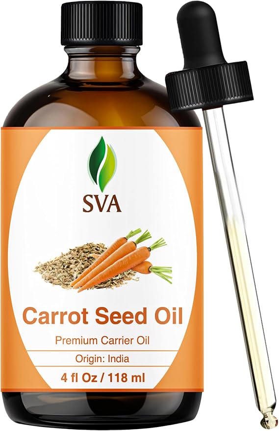 SVA Carrot Seed Carrier Oil, Glass Bottle with Dropper, 4 Fl Oz (118 ml)