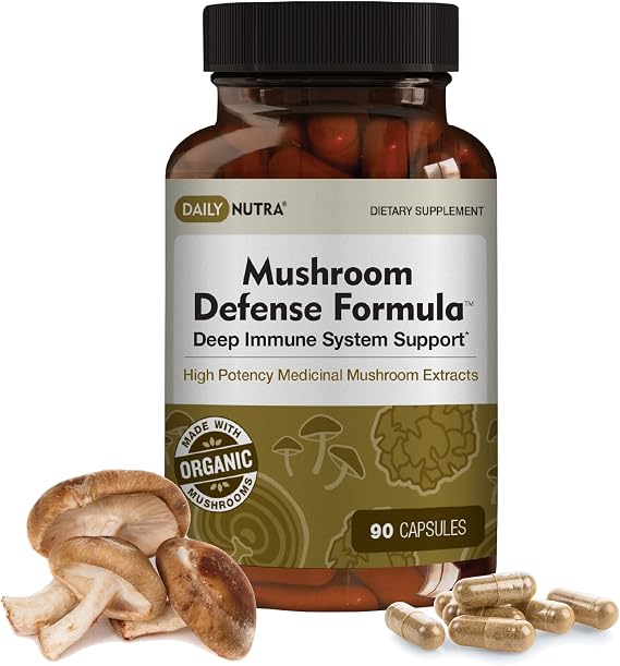 Mushroom Defense Formula - 1200mg Immune Support Supplement, 90 Capsules | Organic & Hot Water Extracted - Reishi, Chaga, Maitake, Shiitake, Turkey Tail, 2 Ct Serving, Worldwide Sourced