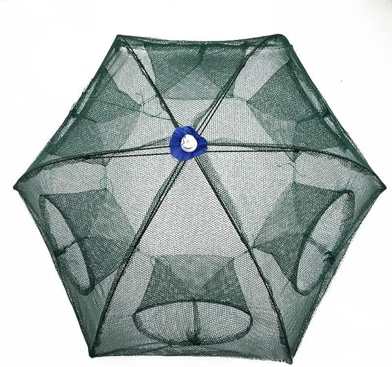 Fishing Bait Trap Foldable Fish Minnow Crab Crayfish Crawdad Shrimp Net Trap Cast Net Dip Cage Collapsible Easy Use Hexagon 6 8 Holes Fishing Accessories