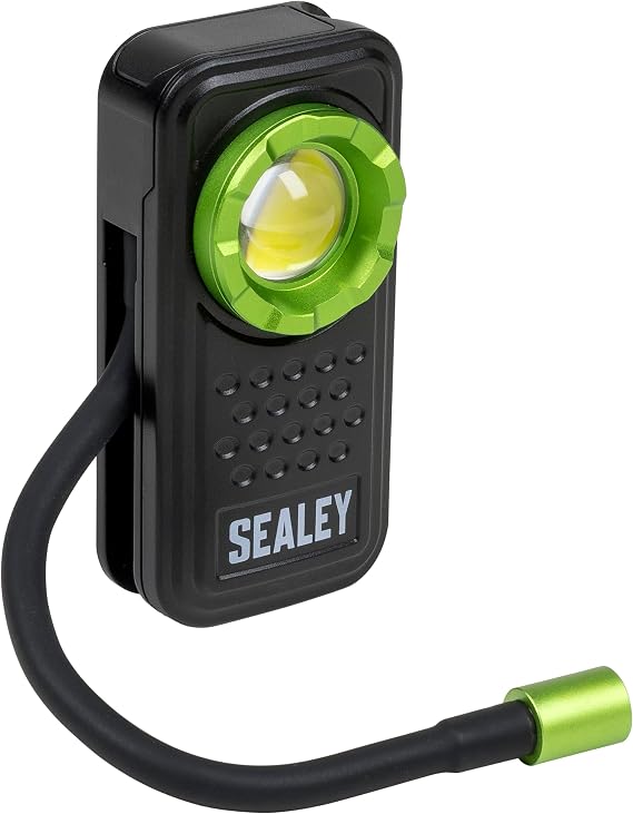 Sealey 8W COB LED & 1W SMD LED Pocket Light with Flexi Inspection Light, 600lm - LED600FX, Green and Black [Energy Class A]