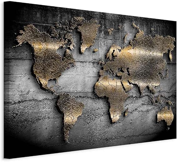 artgeist - Canvas Wall Art Print, Wall Decor Living Room World Map 24x16 in
