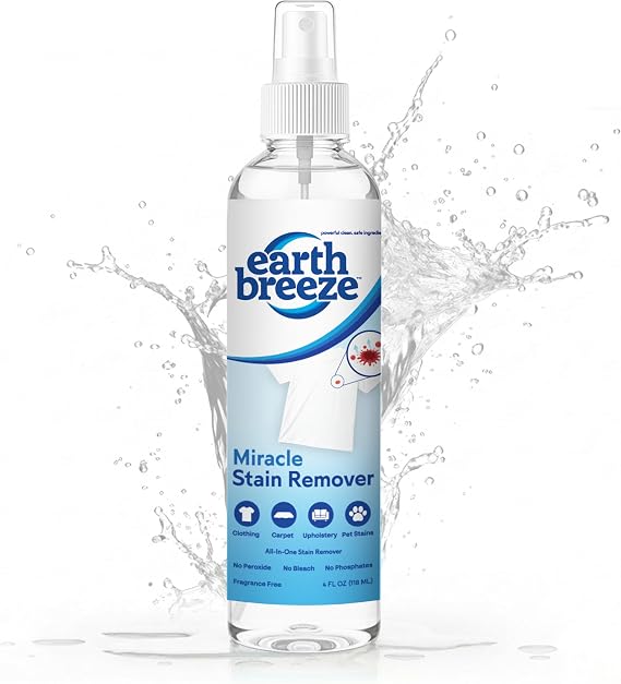 Earth Breeze Miracle Stain Remover Spray 4fl oz. | Powerful All-In-One Solution - Removes Virtually All Household Stains No Harsh Chemicals