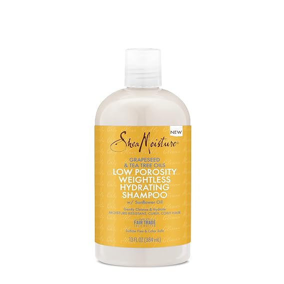 SheaMoisture Low Porosity Weightless Hydrating Shampoo For Moisture Resistant, Curly, Coily Hair Lightweight Hair Shampoo 13 fl oz