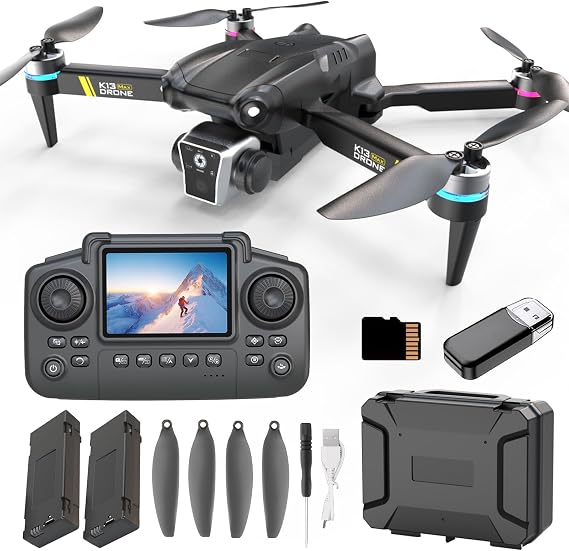 Drone With Camera For Beginner 1080p, Brushless Drones With Screen On Controller, No FAA, Under 249g, Beginner Drone With Altitude Hold, One Key Take Off/Land, 360 Flips,2 Batteries