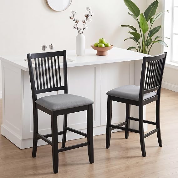 DUHOME Wood Bar Stools Set of 2