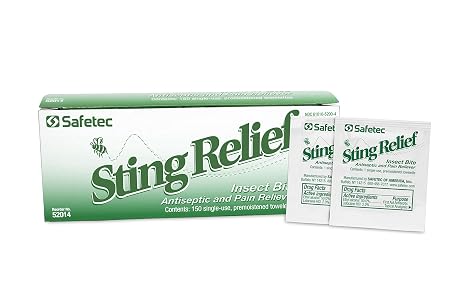 Safetec Sting Relief Wipes, 150 Count Box