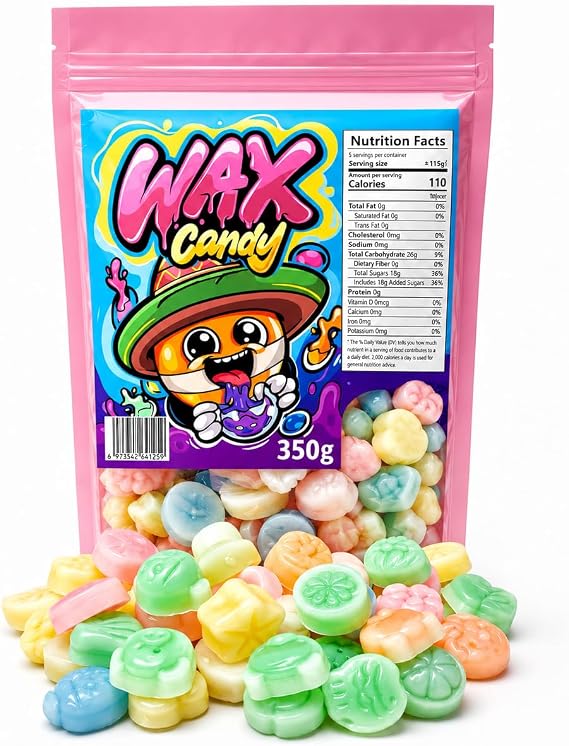 CHAMOYGUYS Fruity Wax Candy Bottles, Halal Sweets, 350g