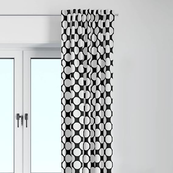 Bacati - Single Light Filtering Curtain Panel Large Dots Black