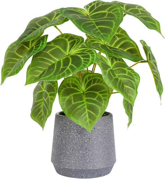 Veryhome Artificial Plants Indoor in Pot Fake Succulents Plants in Potted 32cm Large Fake Green Plant Faux Green Leaf Potted for Home Desk Living Room Decor