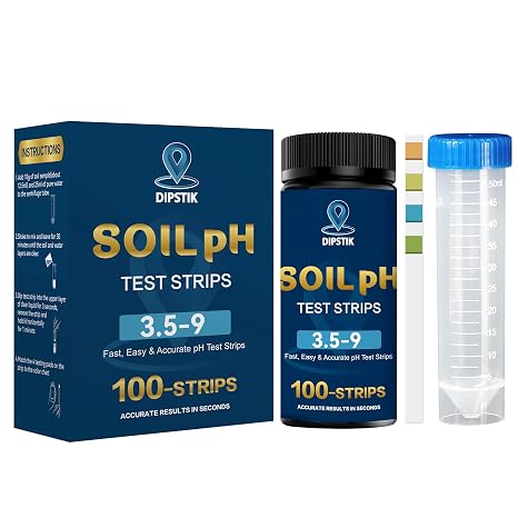 Soil Test Kit for pH 3.59 with Tube, 100ct Soil pH Test Strips | for Accurate Testing pH Level of Garden Lawn Flower Grass Vegetable Dirt Yard, Outdoor Indoor Plants