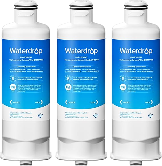 Waterdrop WD-F45 Water Filter Replacement for Samsung DA97-17376B, 3 Pack
