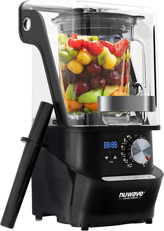 Nuwave Infinity Noise Reduction Blender, Sealed Sound Enclosure, Professional Grade, Digital Controls, 56oz Tritan Jar, Laser-Cut Stainless-Steel -Blades & Heavy-Duty Metal Gears | Sealed Sound Enclosure, Digital Controls, 56oz Tritan Jar, Laser-Cut Stainless-Steel -Blades & Heavy-Duty Metal Gears