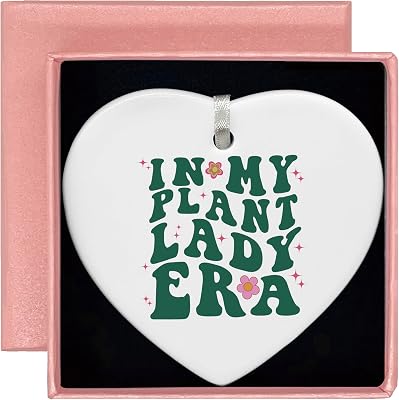 Heart Shaped White Ceramic Ornament-Plant Lady Gift-Botanical Gardening Lover Present for Mother or Friend-Mothers Day Birthday Keepsake-Ceramic Ornament Home Decor in My Plant Lady Era