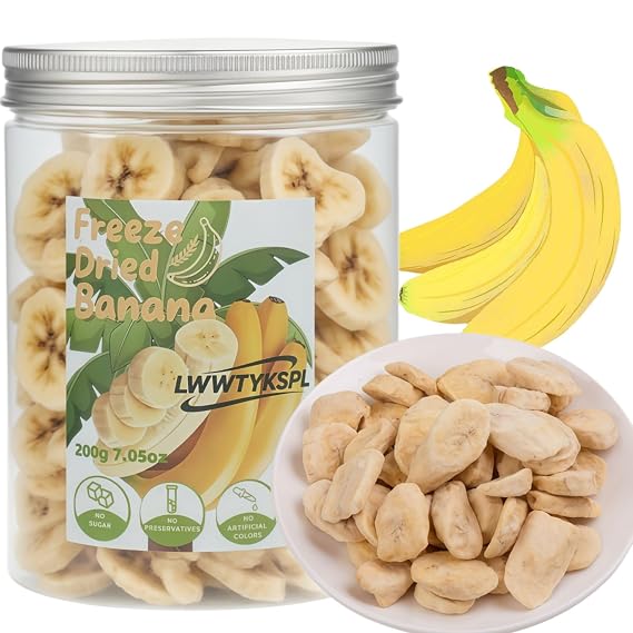 Natural Foods Freeze-Dried Banana Slices, 200g 7.05oz Crispy Ripe Bananas for Energy, Great for Smoothies, Yogurt, Oatmeal & Snacks, Premium Freeze-Dried Fruits, (Banana)