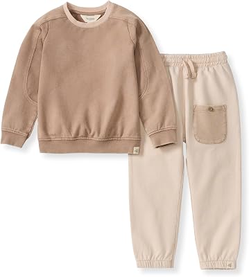 Burts Bees Baby Boys Shirt and Pant Set, Long Sleeve Top & Bottom Outfit Bundle, 100% Organic Cotton