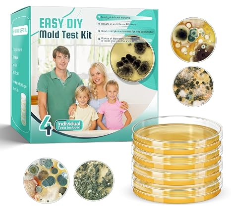 Mold Test Kit for Home Detection: 4 Simple DIY Science Kits for Fastly Testing Home Surfaces & Air Quality Detector & HVAC Monitor Includes Detailed Identification Guide