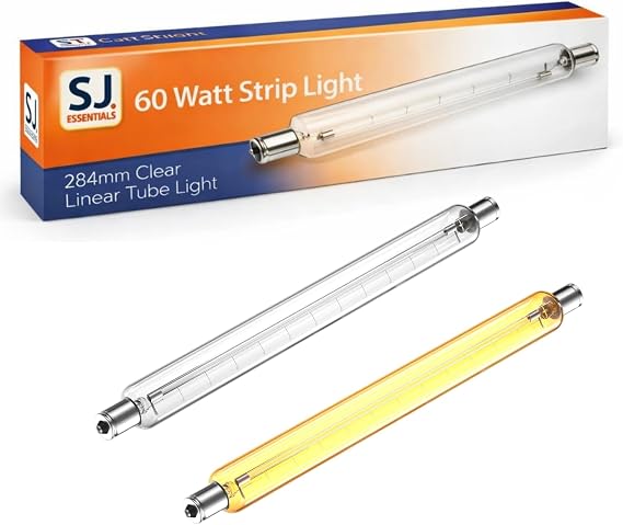 Striplight Bulb 240V 60W 284mm Clear â Linear Tube Light for Cabinet, Mirror, Picture, Shaver Lights â Replacement Warm White Strip Light, 284mm Length â Energy Class G â 1 Pack 