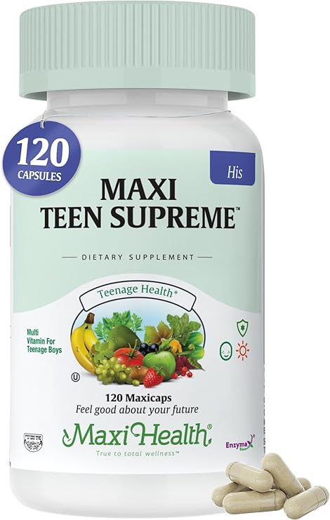 Teen Vitamins for Boys 12-17 - Teen Multivitamin Supreme with D3, Iron, Calcium, Biotin, Digestive Enzymes Teenager Boy Multi Vitamins for Energy, Brain & Mood Support 120 Count