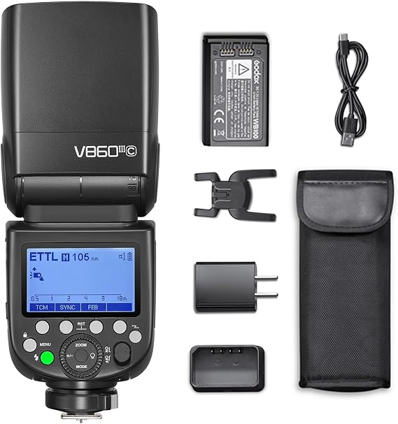 Godox V860III-C Flash for Canon Camera Flash Speedlite 7.2V/2600mAh Li-ion Battery, 2.4G Wireless HSS 1/8000 1.5s Recycle Time 10 Levels LED Modeling Light for Canon (Upgraded V860II-C)