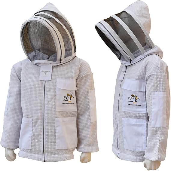 Beekeeping Three Layer Mesh ventilated Jacket Fencing Veil in Khaki