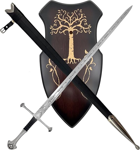 MedievalDepot Anduril Sword of Aragorn Overall 47.5" - Metal Blade with Leather Wrapped Handle, Wall Plaque & Scabbard