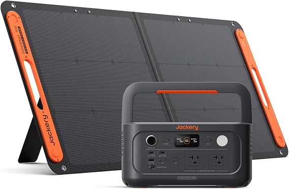 Jackery ジャクリ Portable Power Source 500 New 100W Solar Panel 1 Piece 2-Piece Set 512Wh Iron Phosphate Long Life Rated Output 500W Instant Max 1000W Compact Fully Charged in 1.3 Hours Car Camping Home