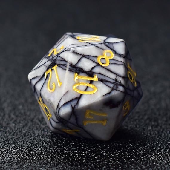 RULE DICE Gemstone DND Dice, Dungeons and Dragons Dice Set 7PCS Polyhedral Gem Stone Dice Set D4 D6 D8 D10 D% D12 D21, RPG Dice D&D Accessories Dice Gift(Black Net)
