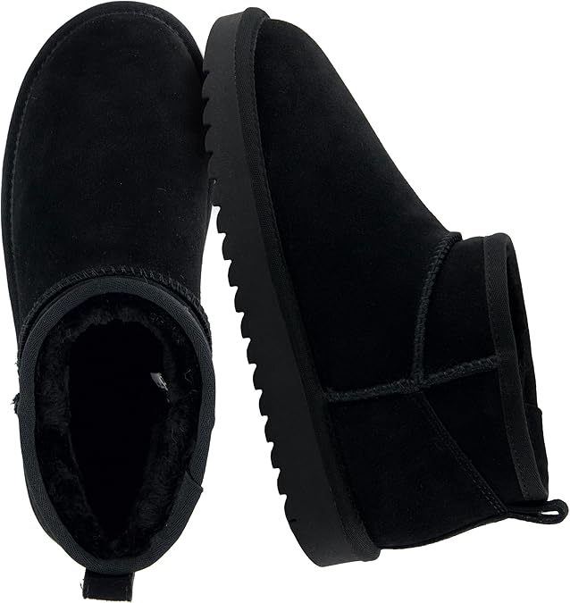CUSHIONAIRE Hip-3 Genuine Suede Leather Ankle Boots for Women Pull On Cozy Faux Fur Boots Womens Shoes with Comfortable Memory Foam