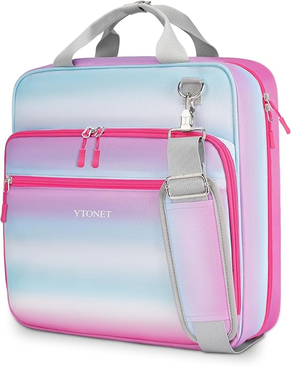 Ytonet 4 Inch D-Ring Zipper Binder, King Sized 3 Ring Binder with Zipper, 800 Sheets Extra Large Capacity Waterproof School Binders with Shoulder Strap for Students Fit 15.6 Inch Laptop, Blue-Pink