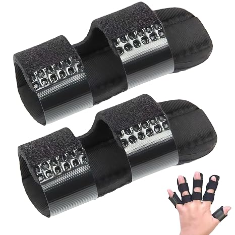 2PCS Trigger Finger Splint - Finger Splint with Aluminum Support Bars for Fingers Support, Immobilization & Straightening (Fits Middle, Ring & Little Fingers)