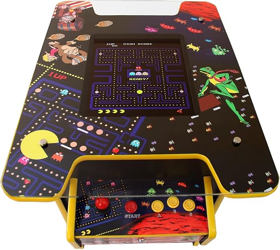 Arcade Game Machine Retro Cocktail Table Cabinet 60 Classic Video Games Flip Screen 1 or 2 Player 19 Inch LCD Display Screen Stereo Speaker Free Play Or Coin Operated 64.5cm W x 73cm H x 89.5cm D