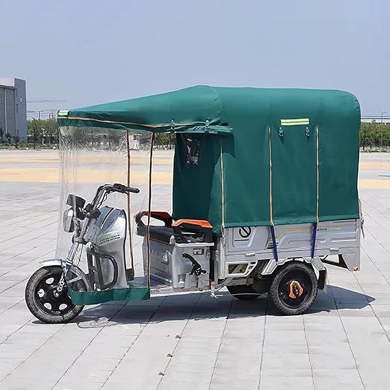 Electric Cargo Tricycle Canopy, Adult Electric Tricycle Cover, Easy Entry and Exit Cover, 3 Wheel Motorcycle Cargo Trike Tarpaulin Suitable for All Seasons(A,140x100cm/55x39.4in-LxW)