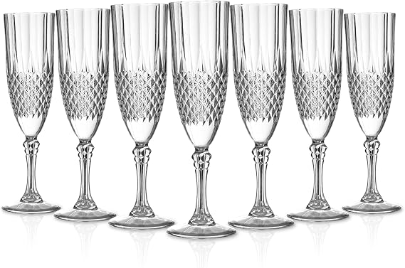 Smarty Had A Party Crystal Cut Plastic Champagne Flutes, 48 Pack Disposable