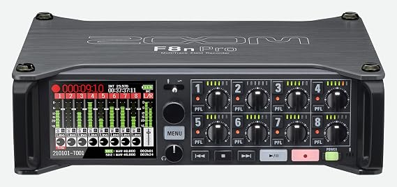 Zoom F8n Pro Field Recorder for Filmmakers with 8 Inputs & 10 Tracks | Clip-Free Audio with 32-Bit Float, 10 Tracks, Dual SD Cards, Ambisonics Mode, Wireless Bluetooth Control