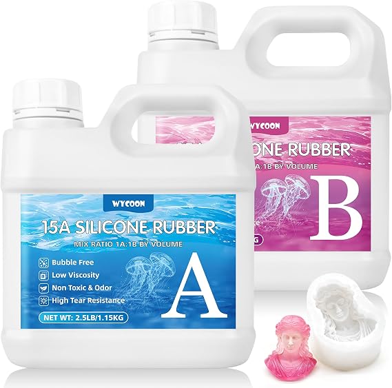 Silicone Mould Making Kit, Translucent Silicone Rubber, 2.3Kg Super Elastic Liquid Mould Making Silicone - Ideal for 3D Molds, Resin Casting, Candle & Soap Molds