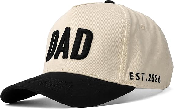 DAD Hat for Men, Adjustable Embroidered Cap with EST 2026, First for New Dad