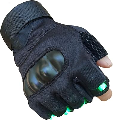 LED Flashlight Gloves, Mens and Womens Fingerless Night Light Tool, Hands-Free Torch for Repair and Work in Place, Outdoor Sports, Fishing, Camping 1 Pair