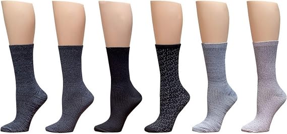 Cuddl Duds Womens 6 Pack Supersoft Warm Crew Socks (Ladies Shoe Size 4-10, Black Basic)