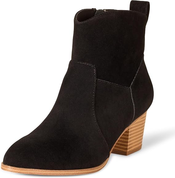 Amazon Essentials Women's Western Ankle Boots with Stacked Heel, Memory Foam Insole, Non Slip