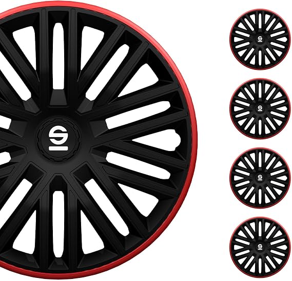 Sparco Wheel Covers Bergamo - 15-inch - Black/Red - Set of 4 pieces