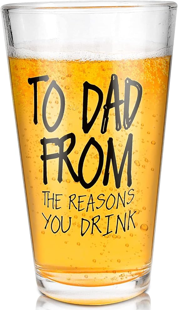 Ulrhpc Dad Gifts from Daughter Christmas Stocking Stuffers 16 OZ Beer Glass | Birthday Anniversary Retirement Fathers Day Valentines Day Gifts for Husband Dad Grandpa Funny Beer Glasses