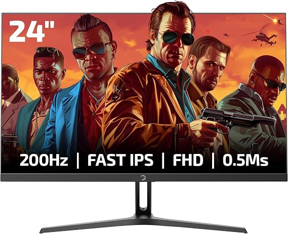GAMEPOWER Bull T10 24 Inch 200Hz Gaming Monitor, 1920x1080p FHD, HDR, Adaptive Sync, Frameless Design, 300 Candela, IPS Panel, Blue Light Filter, 0.5ms Response Time, Zero Dead Pixel