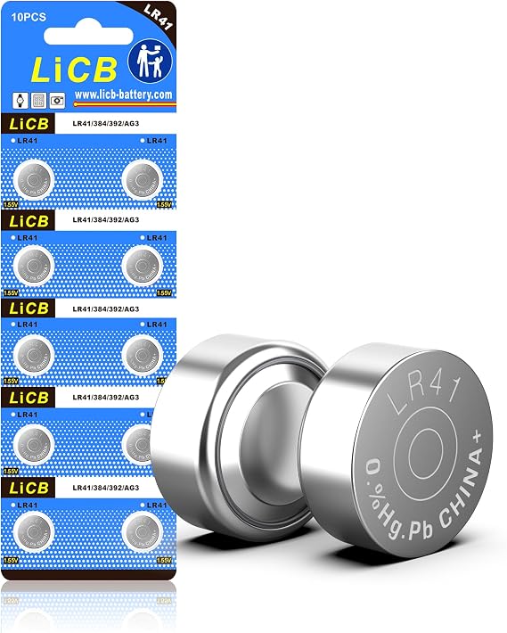 LiCB 10 Pack LR41 AG3 392 384 Battery,Long-Lasting & Leak-Proof,High Capacity 1.5V LR41 Coin & Button Cell Batteries for Digital Thermometer Ornament Hearing Aid Led Watch