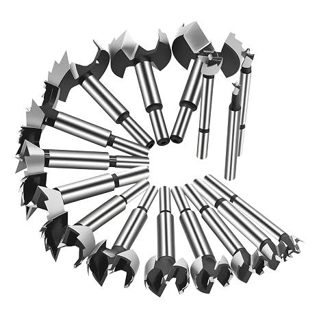 Round Shank Forstner Bit Set 16 pcs Multi Sided Shank Wood Drill bit Set