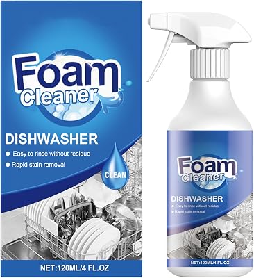 Dishwasher Foaming Cleaner – Targets Hard Water Buildup & Cloudy Film, Dishwasher Cleaning Spray - Removes Limescale & Grease, 4 FL.OZ