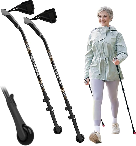 Walking Poles for Fitness Burn More Calories Than a Regular Walk | Push & Pull Rolling Support for Sidewalks, Park Paths & Paved Roads | Set of 2