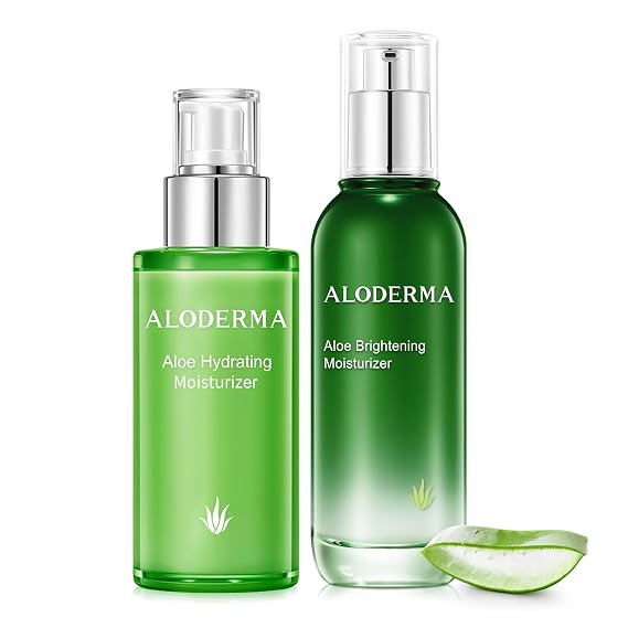 Aloderma Aloe Face Moisturizer Set, 2 Pieces - Hydrating Moisturizer, Brightening Face Lotion